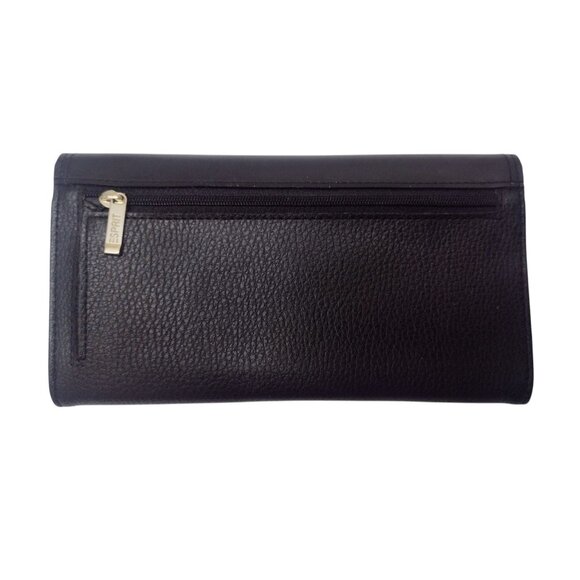 Esprit Faux Pebbled Leather Woman’s Snap Folding Wallet Black Retro Card Holder - Picture 5 of 5